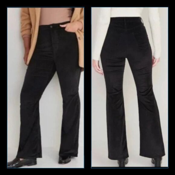 Old Navy Velvet Pants Size 20 Black Flare Higher High Rise Secret Smooth Pockets - Picture 2 of 12